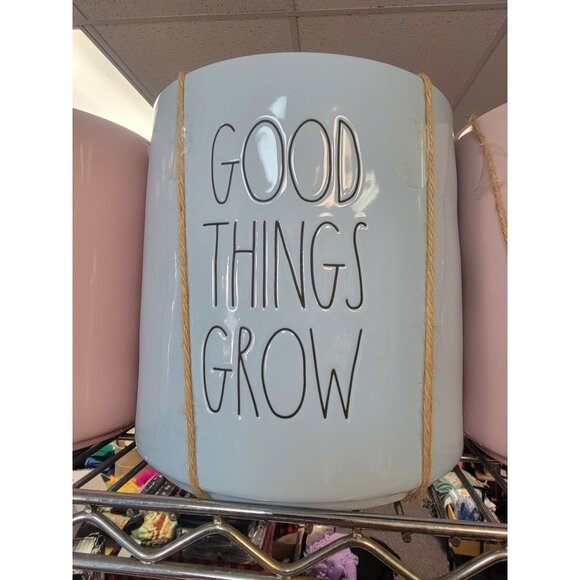 Large Rae Dunn Ceramic Planter "Good Things Grow" Blue Pot For Indoor/Outdoor Pl - Picture 1 of 2
